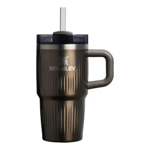 Термос с трубочкой The Quencher H2.O Fluted Tumbler 0.59L, блестящий металлический коричневый.