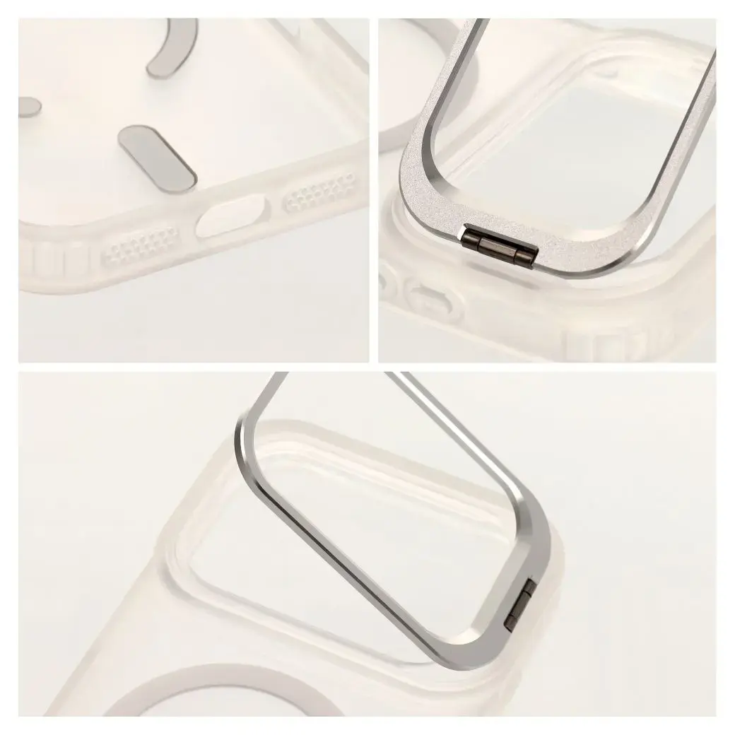 Forcell F-Protect Shadow Stand Premium phone case with stand and MagSafe support for iPhone 17 Pro Max | iPhone 18 Pro Max silver