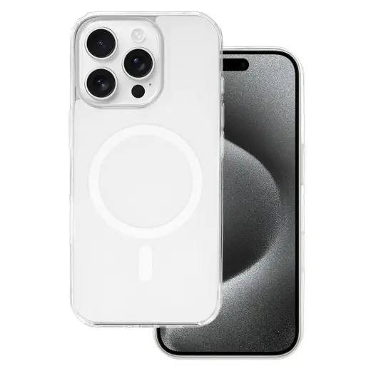 Glossy telefono dėklas su MagSafe palaikymu iPhone 15 Pro baltas