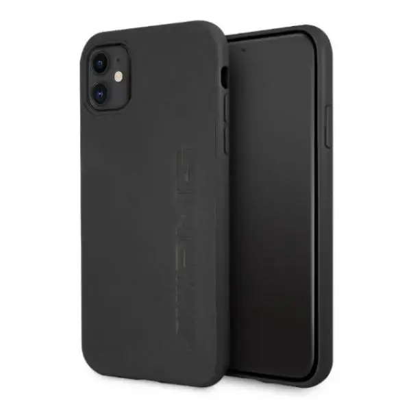 AMHCN61DOLBK AMG Leather Big Stamped Logo Hard Case for iPhone 11 Black