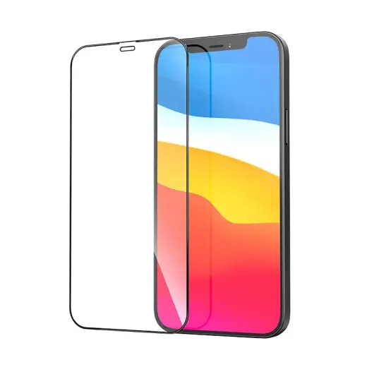 Fusion pilnam ekrānam aizsargstikls telefonam iPhone 12 | iPhone 12 Pro melns