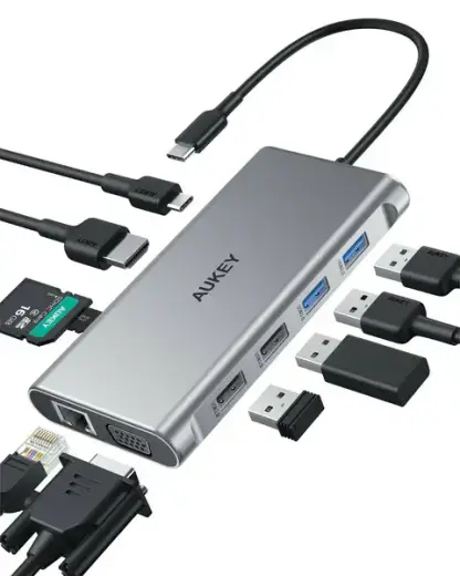 Hub USB-C CB-C89 Aluminium | 10w1 | RJ45 Ethernet 10|100|1000Mbps | 4xUSB | HDMI 4k@30Hz | SD i microSD | USB-C Power Delivery 100W