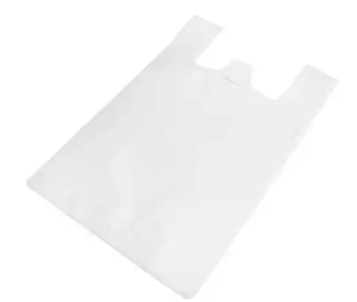 Multipack HDPE bags with handle, 41+21x64cm 30mk, white, 50pcs