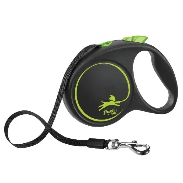 Inerces pavada suņiem – Trixie Flexi BLACK DESIGN, tape leash, L: 5 m, green