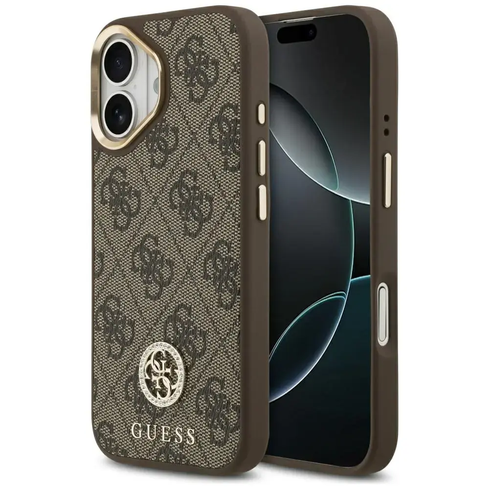 Case Guess 4G Strass Logo MagSafe for iPhone 17 brown