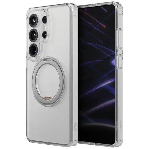 UNIQ Swivix 360 Rotating Kickstand phone case with stand for Samsung Galaxy S26 Ultra transparent