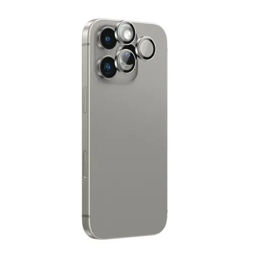 AmazingThing AR Alumīnija 3 lēcas stikls ar kameru lēcas rāmi telefona maciņš iPhone 16 Pro, iPhone 16 Pro Max pelēkā krāsā