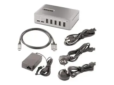 StarTech.com 10-Port USB-C Hub, 8x USB-A + 2x USB-C, Self-Powered w| 65W Power Supply, USB 3.1 10Gbps Hub w| BC1.2 Charging, Desktop|Laptop USB Hub with 3ft Locking USB-IF Certified Cable - USB Expansion Hub (10G8A2CS-USB-C-HUB) - hub - 10 ports