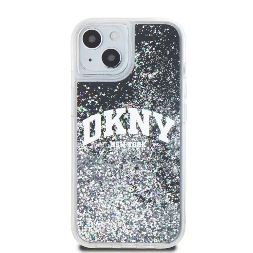 DKNY Liquid Glitter Arch Logo Case for iPhone 15 Black