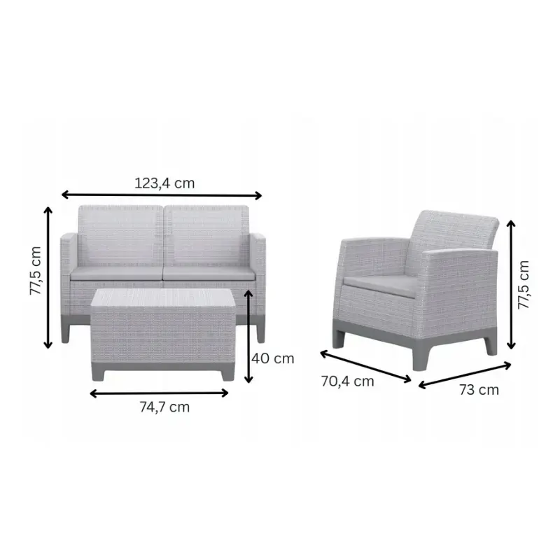 Dārza mēbeļu komplekts Scandi Forma 2 Seater Set oļu pelēks/gaiši bēšs