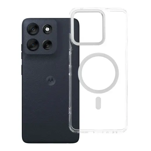 Case FRAME CLEAR HYBRID MAG COVER compatible with MagSafe for MOTOROLA G56 transparent