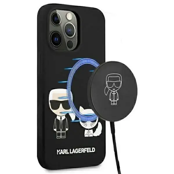 Karl Lagerfeld KLHMP13LSSKCK iPhone 13 Pro | 13 6,1" hardcase czarny|black Silicone Karl & Choupette Magsafe
