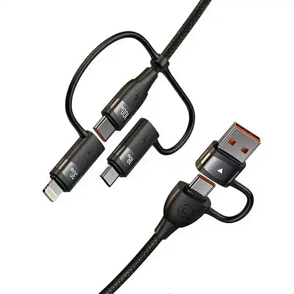 USAMS SJ654USB01 3-in-1 data transfer and charging cable | USB-C to USB-C | 100W | 1.2m | black