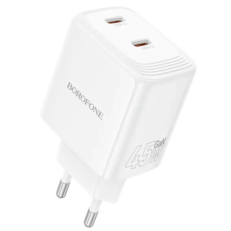 Borofone BN31 tīkla lādētājs | 45W | GaN, PD, QC | USB-C | balts