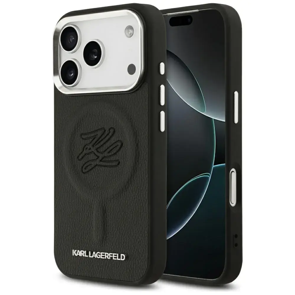Karl Lagerfeld Initial & Metal Logo MagSafe Case for iPhone 17 Pro Max Black
