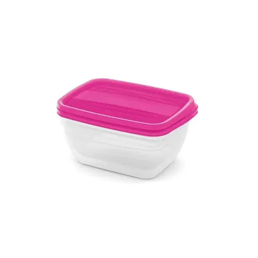 Rectangular food container set 2x1.3L Vedo transparent pink