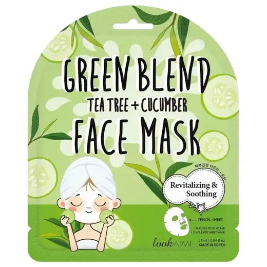 Look At Me, Green Blend, Cucumber, Revitalising, Sheet Mask, For Face, 25 ml