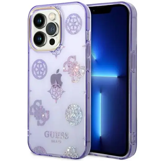 Guess GUHCP14LHTPPTL iPhone 14 Pro 6,1" liliowy|lilac hard case Peony Glitter