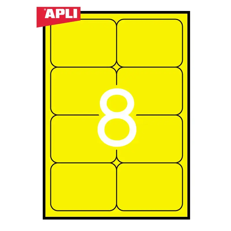 Uzlīmes APLI ar izmēru 99,1x67,7mm, 20 loksnes,160 uzlīmes neon dzelt.