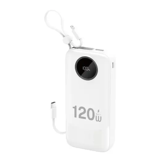Dudao K13Pro 20000mAh Powerbank with Built-in Cable - White