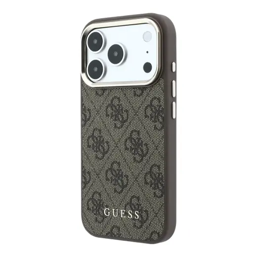 Guess 4G Gold Frame maciņš ar MagSafe atbalstu telefonam iPhone 18 Pro brūns