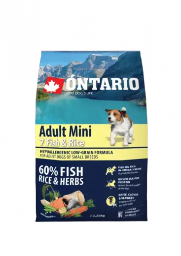 Sausa barība suņiem - Ontario Dog Adult Mini Fish and Rice, 2.25kg