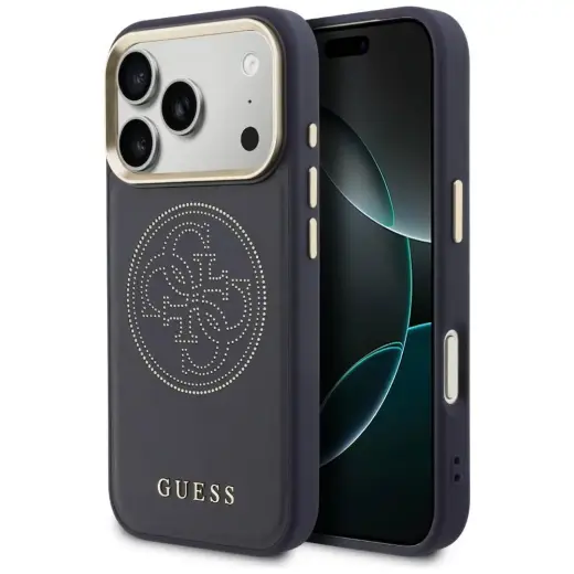 Guess Perforated 4G maciņš ar MagSafe atbalstu telefonam iPhone 17 Pro Max zils
