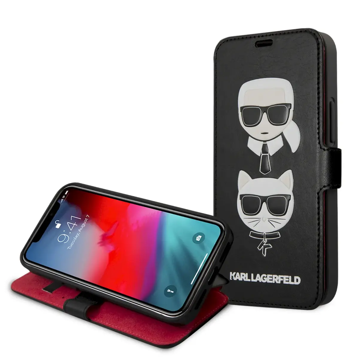 KLFLBKSP12SFKICKC Karl Lagerfeld Heads Book Case for iPhone 12 mini 5.4 Black