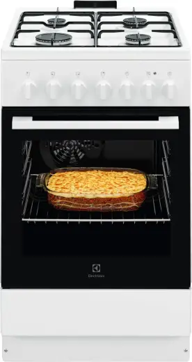 Electrolux gāzes plīts ar elektrisko cepeškrāsni, 50cm, balta