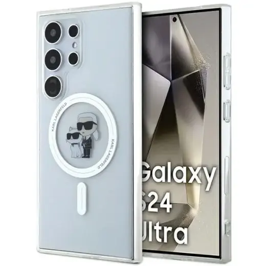 Original Pouch KARL LAGERFELD hardcase IML Karl&Choupette MagSafe KLHMS24LHGKCNOT for Samsung Galaxy S24 Ultra transparent
