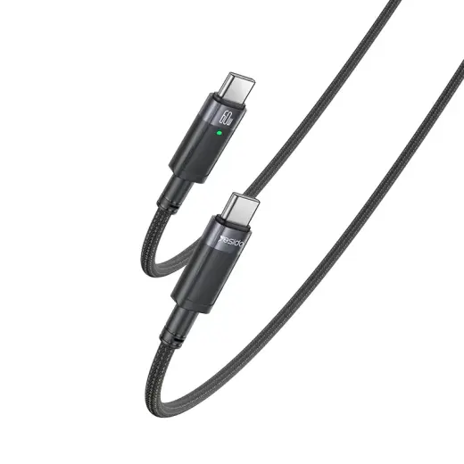 Yesido CA160 andmeedastus- ja laadimiskaabel | USB-C kuni USB-C | PD | 60W | 1.2m | must