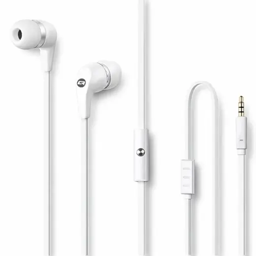 Qoltec In-ear headphones with microphone | White