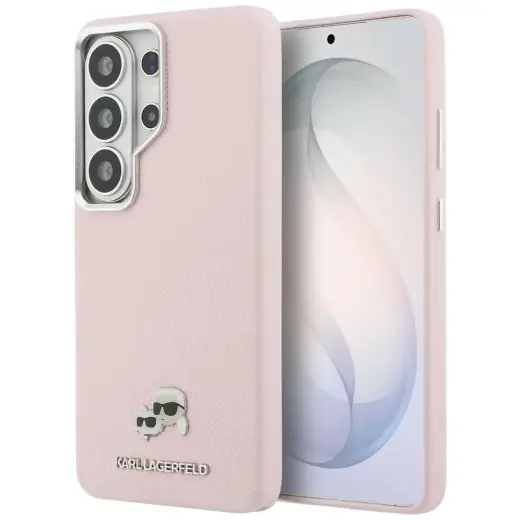 Karl Lagerfeld Saffiano KC Metal Logo maciņš ar MagSafe atbalstu telefonam Samsung Galaxy S26 Ultra (S948) rozā