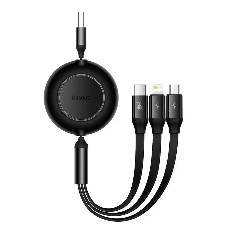 Baseus Bright Mirror 3 3-in-1 data transfer and charging cable | USB-C to Micro USB, Lightning, USB-C | 66W | 1.1m | black