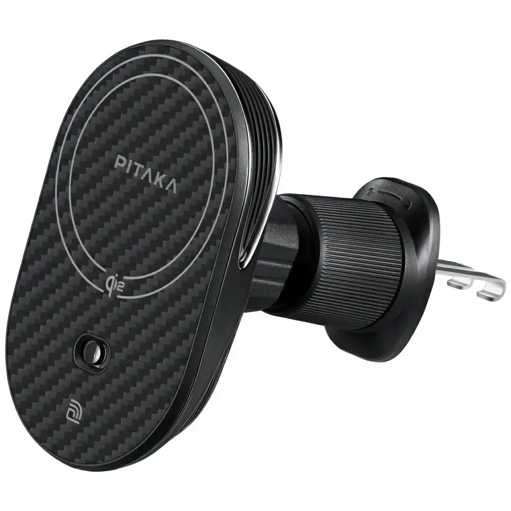 Car mount with wireless charger PITAKA MagEZ Pro 2 Qi2 15W NFC MagSafe black grey