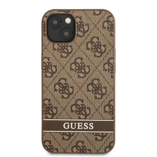 Guess PU 4G Stripe Case for iPhone 13 mini Brown