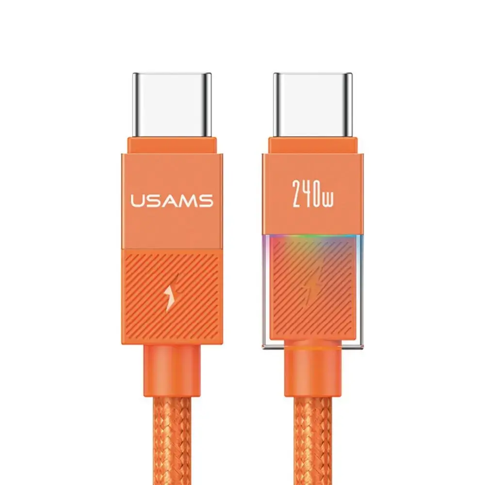 USAMS U93 datu pārraides un uzlādes vads | USB-C uz USB-C | 240W | 1.2m | oranžs
