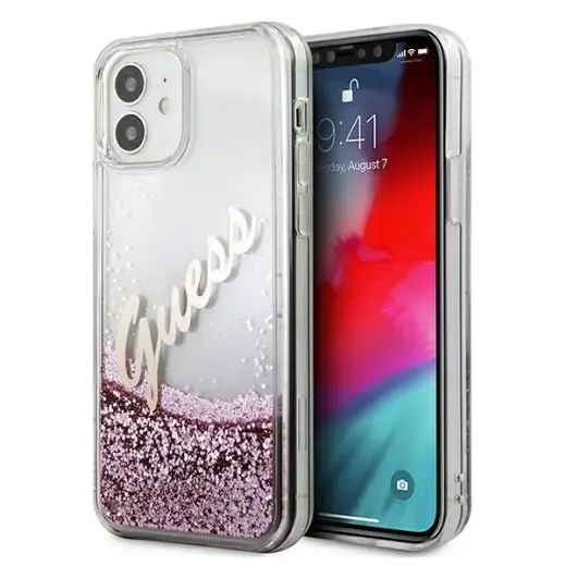 GUHCP12SGLVSPI Guess Liquid Glitter Vintage Cover for iPhone 12 mini 5.4 Pink