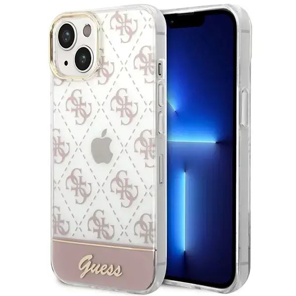 Guess GUHCP14SHG4MHP iPhone 14 | 15 | 13 6.1" pink hardcase 4G Pattern Script