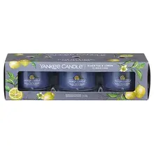 Black Tea & Lemon Set of votive candles in glass