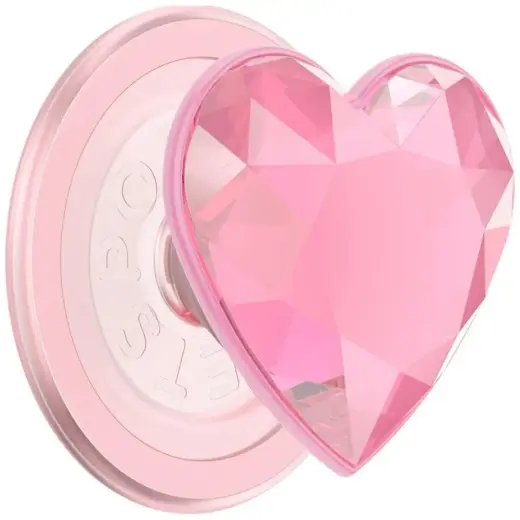 Popsockets Crystal Heart Grip MagSafe phone grip  and stand pink