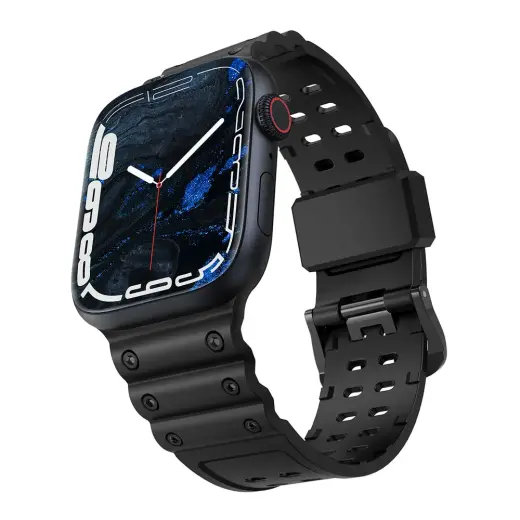 Triple Protection nutikella rihm Apple Watch (38/40/41 mm) jaoks | silikoonist | must