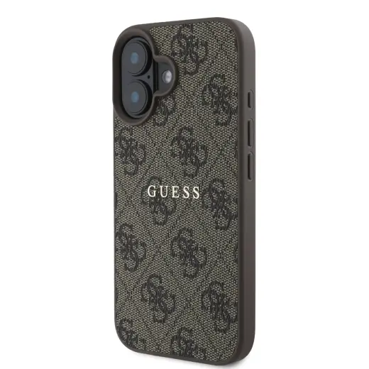 Guess 4G Classic Logo telefoni ümbris MagSafe toega iPhone 16 Plus pruun