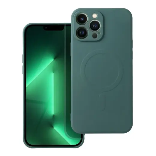 Silicone Mag Cover telefono dėklas su MagSafe palaikymu Samsung Galaxy A57 (A576) žalias