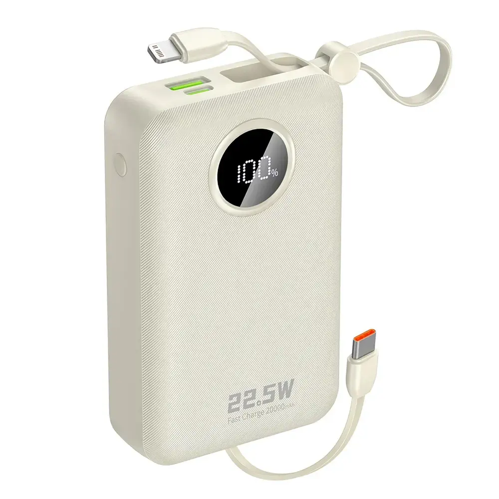 Dudao K14+ ārējais akumulators (powerbank) | 20 000 mAh | 22.5W | USB-C, USB-A, Lightning | balts