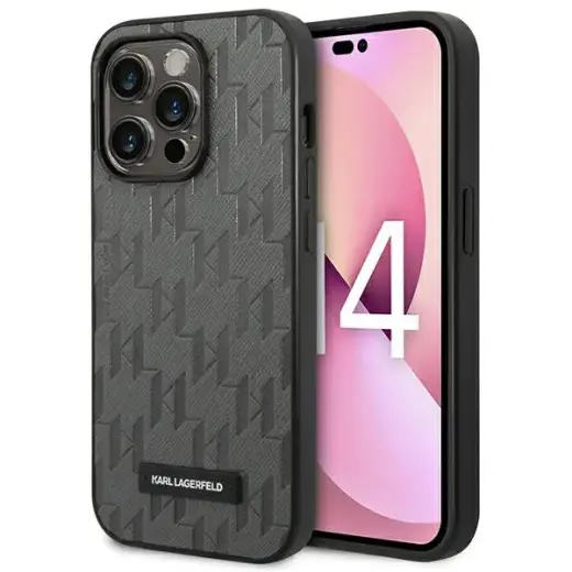 Karl Lagerfeld KLHCP14XSAKLHPG iPhone 14 Pro Max 6,7" hardcase szary|grey Saffiano Mono Metal Logo