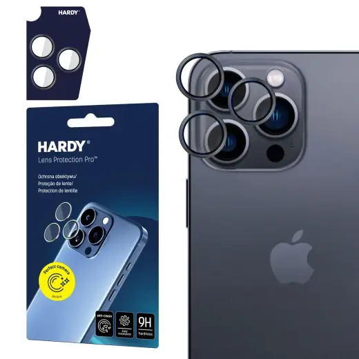 Hardy Lens Protection Pro Black Glass for Camera Objects on Apple iPhone 16 Pro | 16 Pro Max - Black