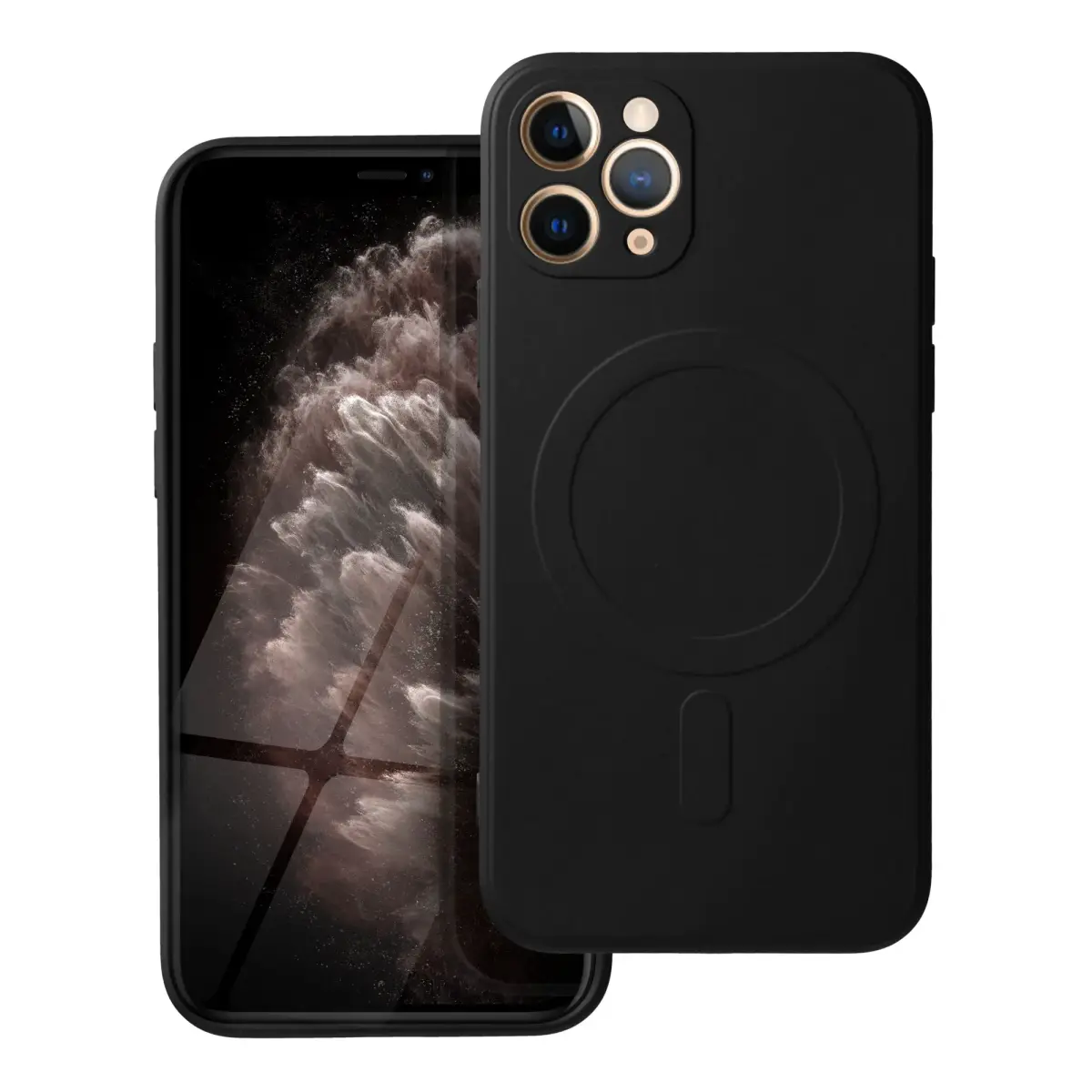 Silicone Mag Cover maciņš ar MagSafe atbalstu telefonam iPhone 11 Pro melns