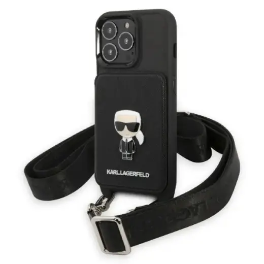 Karl Lagerfeld KLHCP13LSAIPCK iPhone 13 Pro | 13 6,1" hardcase czarny|black Saffiano Metal Ikonik