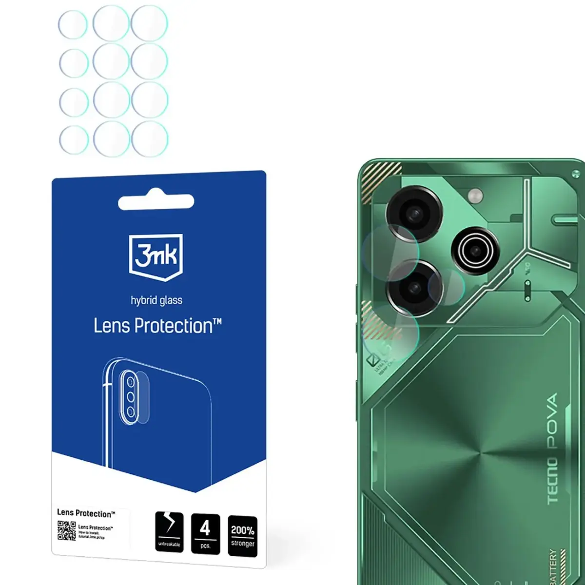 Hybrid Glass for Camera Lens 3mk Lens Protection for Tecno POVA 6 Pro
